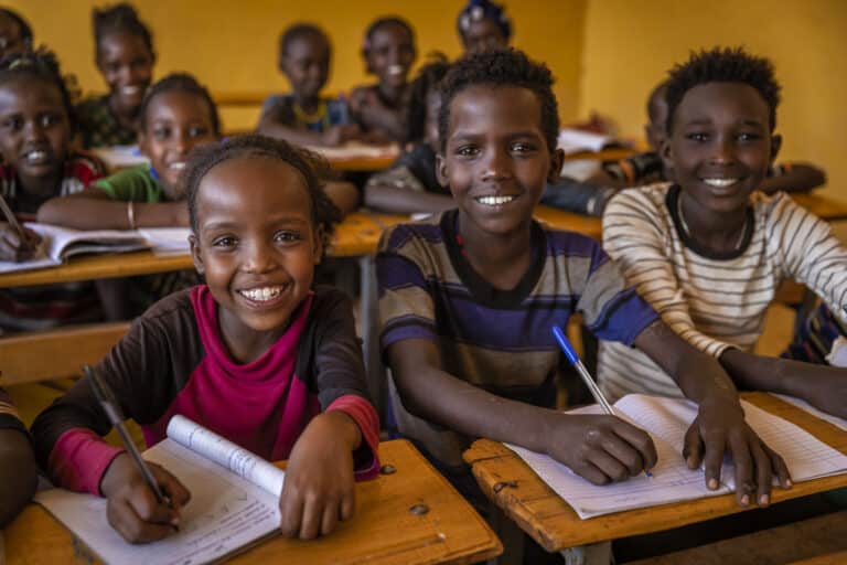 African children during english class, southern Ethiopia, East Africa